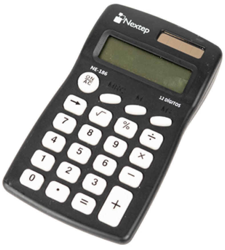 Calculadora Básica Bater. 12 Dígitos 6.5×11cm Nextep® NE-186 [Pieza] 7501811271953