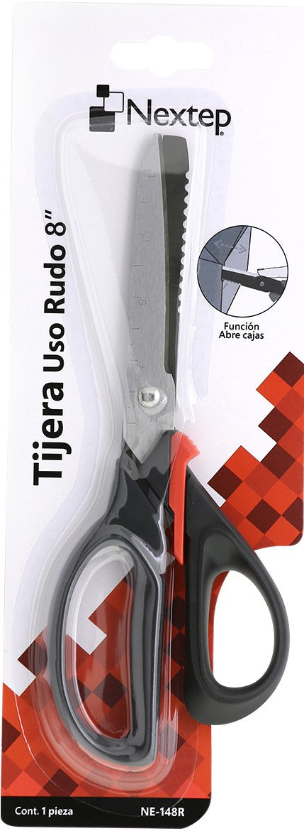 Tijera de Uso Rudo con Función Abre Cajas 8" Nextep® NE-148R [Pieza] 7501811373848