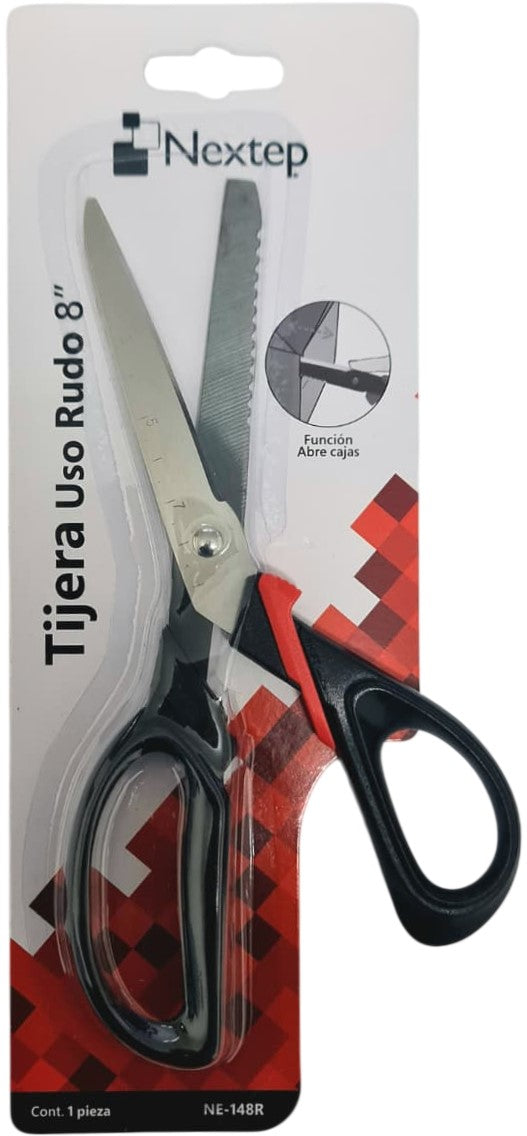 Tijera de Uso Rudo con Función Abre Cajas 8" Nextep® NE-148R [Pieza] 7501811373848