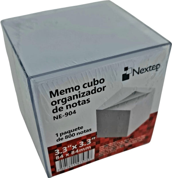 Memo Cubo Organizador plástico c/800 notas Blanco 3.3×3.3" Nextep® NE-904 [Pieza] 7501811475757 4