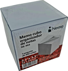 Memo Cubo Organizador plástico c/800 notas Blanco 3.3×3.3" Nextep® NE-904 [Pieza] 7501811475757 4