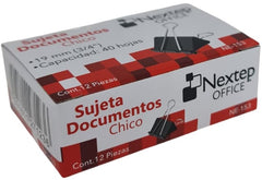 Broche Sujeta Papel c/12 Negro 19mm ¾" Nextep® NE-153 Caja 7501811271236 01