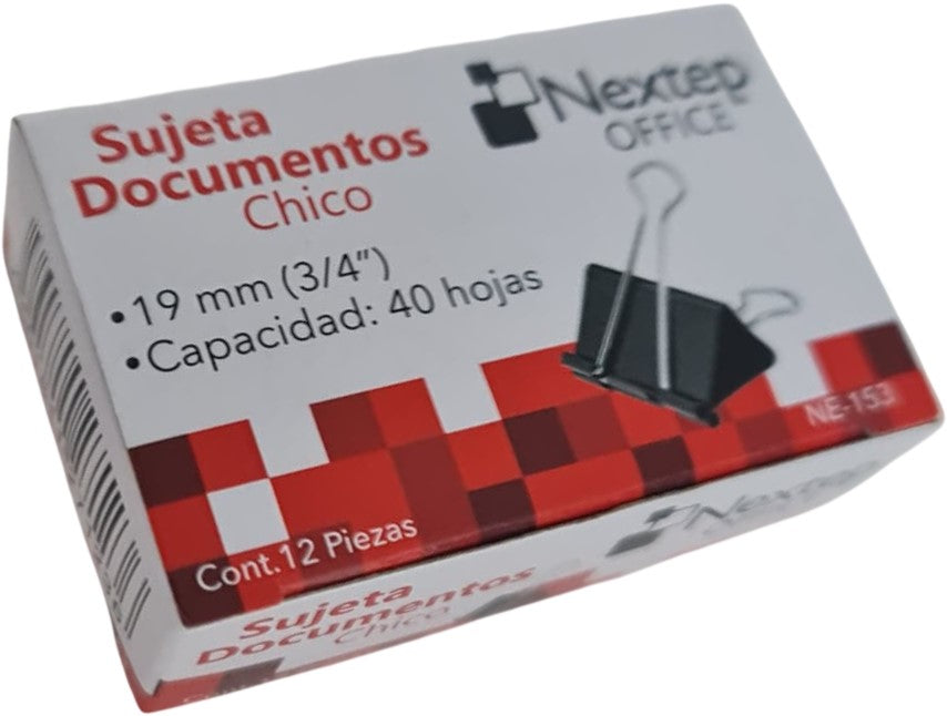 Broche Sujeta Papel c/12 Negro 19mm ¾" Nextep® NE-153 [Caja] 7501811271236 2