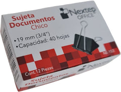 Broche Sujeta Papel c/12 Negro 19mm ¾" Nextep® NE-153 [Caja] 7501811271236 2