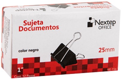 Broche Sujeta Papel c/12 Negro 25mm 1" Nextep® NE-156 Caja 7501811272226 01