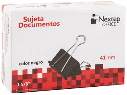 Broche Sujeta Papel c/12 Negro 41mm 15/8" Nextep® NE-157 Caja 7501811272233 01