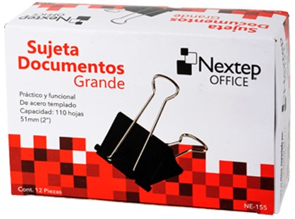 Broche Sujeta Papel c/12 Negro 51mm 2" Nextep® NE-155 Caja 7501811271274 01