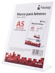 Marco p/Letrero Vertical Transparente A5 Acrilico 15.2×20cm Nextep® NE-316AN Pieza 7501811277337 01