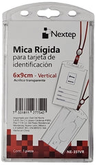 Gafete Acrílico Rigido Vertical Transparente 6×9cm Nextep® NE-351VR [Pieza] 7501811277542