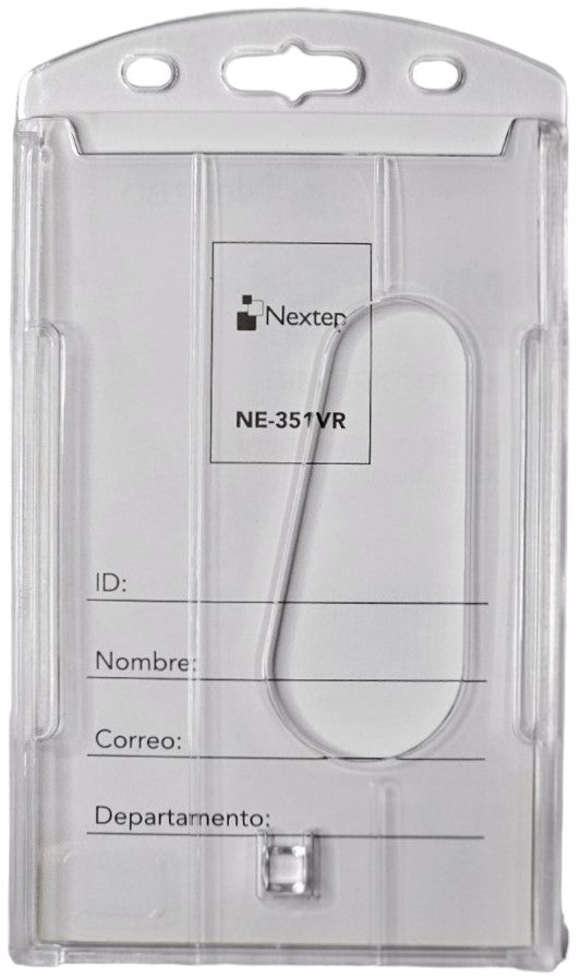Gafete Acrílico Rigido Vertical Transparente 6×9cm Nextep® NE-351VR [Pieza] 7501811277542 2
