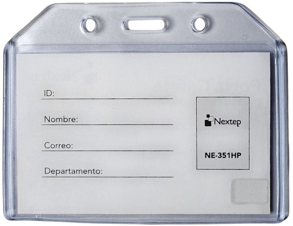 Gafete Plástico Flexible Horizontal Transparente 9×6cm Nextep® NE-351HP [Pieza] 7501811277511 2