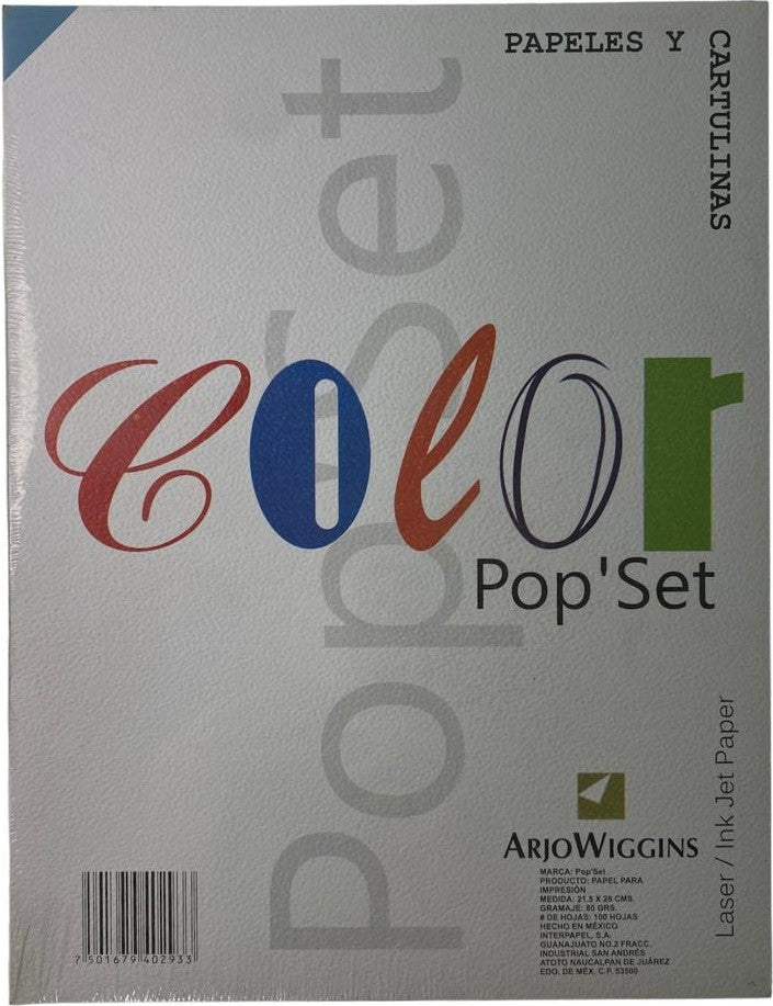 Papel Pop'Set Paquete c/100 80g Azul Nice Carta Arjowiggins® IRM-0402959 Cien hojas 01
