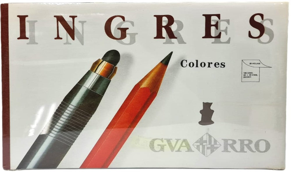 Papel Ingres Colores 100g Bolsa c/20 23×33cm Guarrô Casas® 2IC001 [Bolsa]