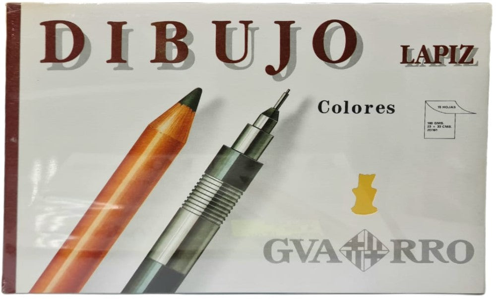 Papel Dibujo Colores 160g Bolsa c/15 23×33cm Guarrô Casas® 2D161 [Bolsa]