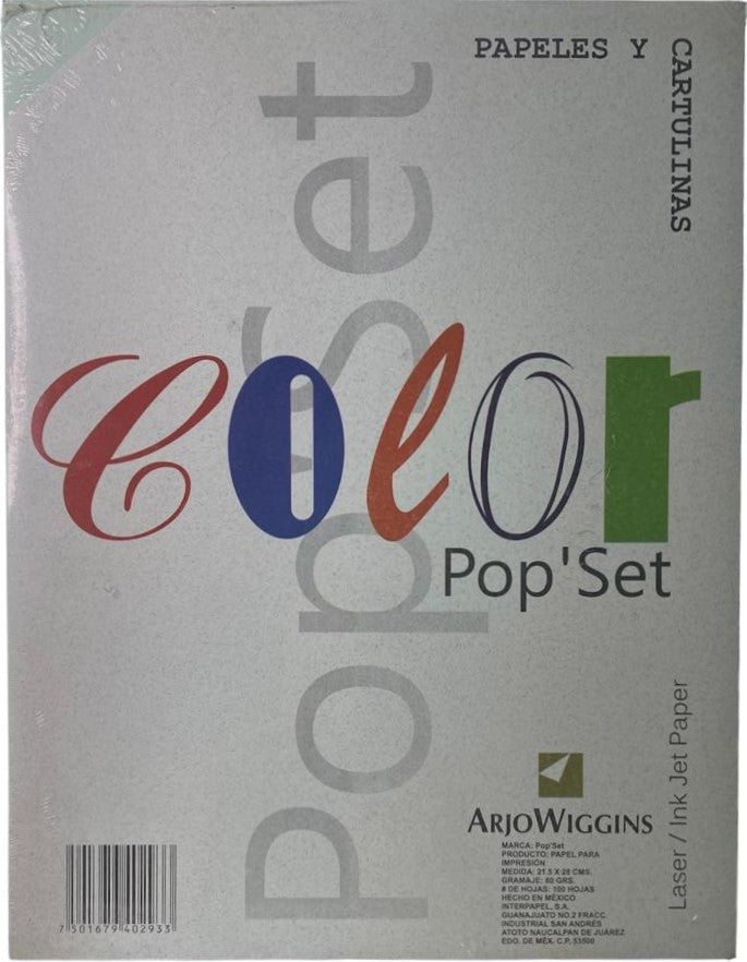 Papel Pop'Set Paquete c/100 80g Verde Manzana Carta Arjowiggins® IRM0402935 Cien hojas 01