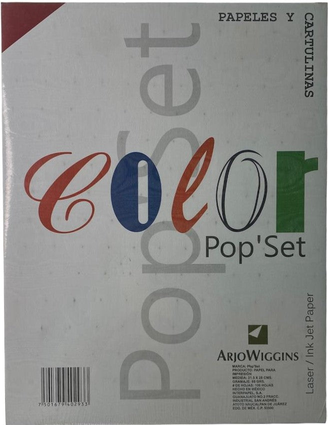 Papel Pop'Set Paquete c/100 80g Burdeos Carta Arjowiggins® IRM-0401241 Cien hojas 01