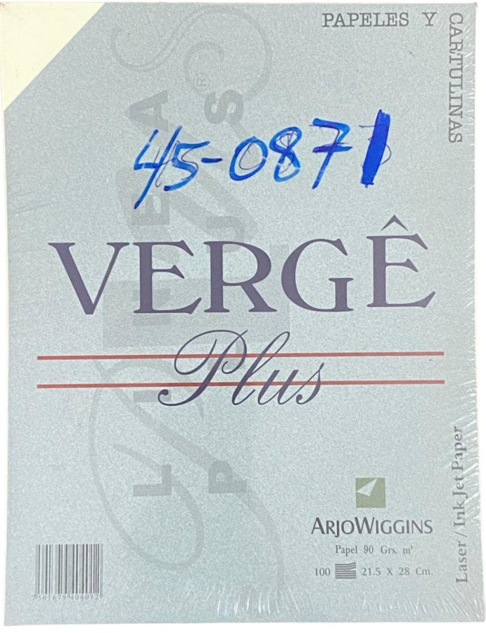 Papel Verjurado Vergê Plus 90g Ahuesado Carta c100 Arjowiggins® 1I-551-M Cien hojas 01
