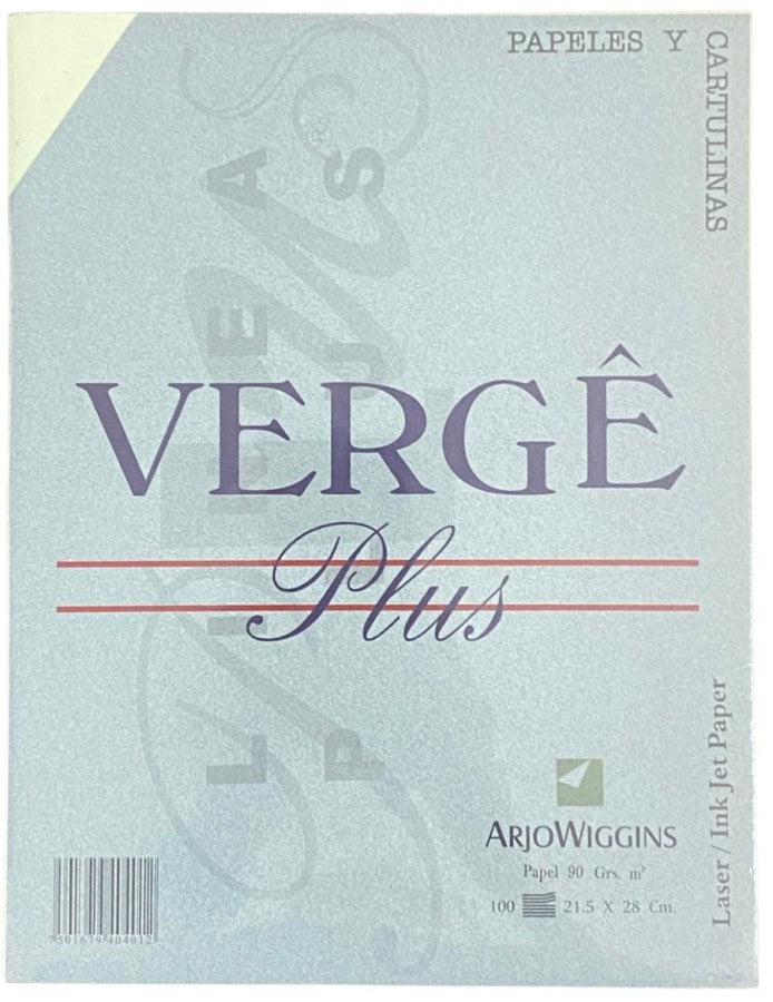 Papel Verjurado Vergê Plus 90g Verde Claro Carta c100 Arjowiggins® 1I-556-M Cien hojas 01