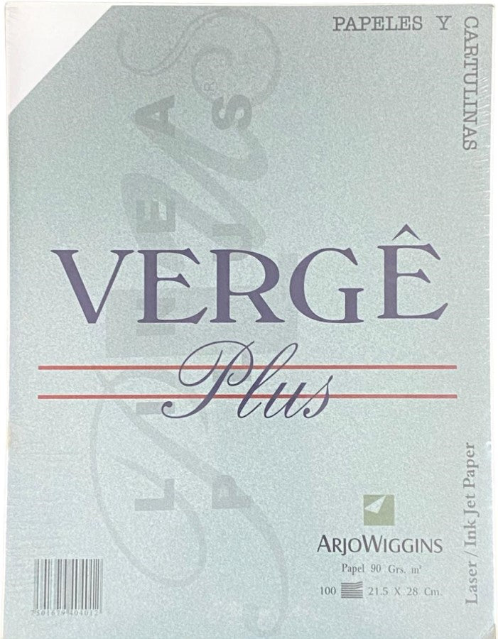 Papel Verjurado Vergê Plus 90g Blanco Nieve Carta c100 Arjowiggins® 1I-571-M Cien hojas 01