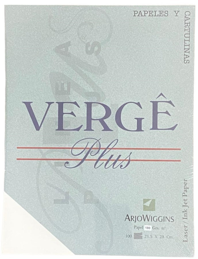 Cartulina Verjurado Verge Plus 180g Blanco Natural Carta c100 Arjowiggins® 1IC-517-N Cien hojas 02