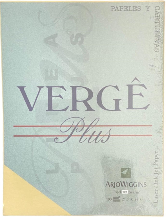 Cartulina Verjurado Verge Plus 180g Ocre Carta c100 Arjowiggins® 1IC-555-M Cien hojas 01