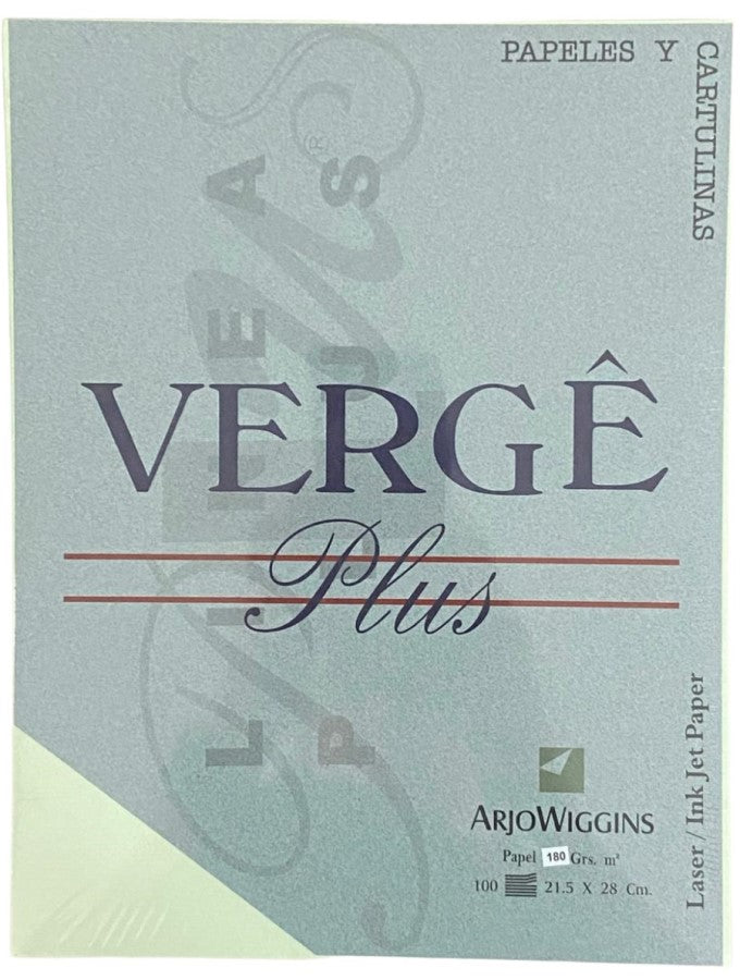 Cartulina Verjurado Verge Plus 180g Verde Claro Carta c100 Arjowiggins® 1IC-556-M Cien hojas 01