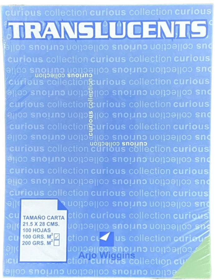 Papel Curious Translucent c/100 Pale Green Carta 100g Arjowiggins® 3XP1PGM Cien hojas 01