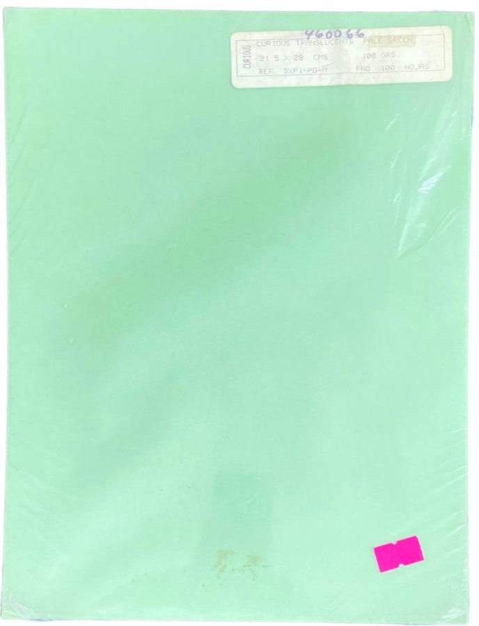 Papel Curious Translucent c/100 Pale Green Carta 100g Arjowiggins® 3XP1PGM Cien hojas 02