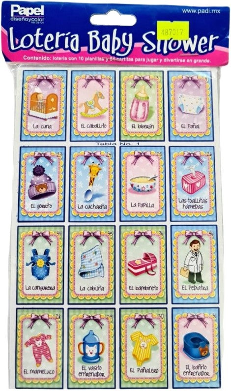 Lotería Baby Shower 54 cartas c/10 Tablas 13×20.5cm Padi® 896 [Bolsa] 682158008963