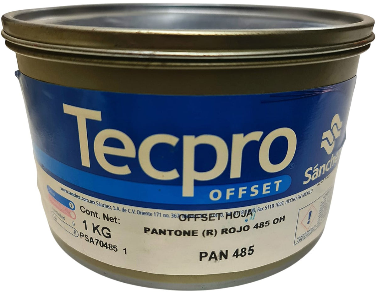 Tinta tono Pantone® Tecpro offset 1kg Rojo 485 PAN 485-1 Sanchez® PSA70485 1 Kilo 01