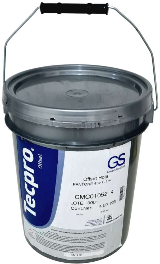 Tinta tono Pantone® Tecpro offset 4kg Gris 432 432 C OH Sanchez® CMC01052 4 Contenedor plástico 02