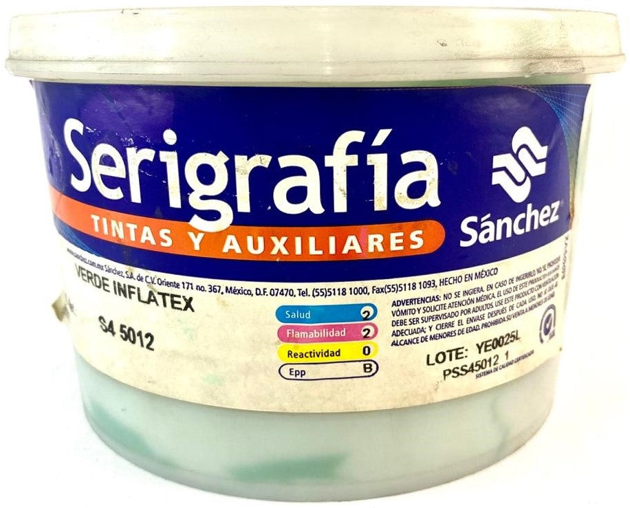 Tinta Serigrafía Inflatex 1kg Verde S4 5012 Sanchez® PSS45012 1 Kilo 01