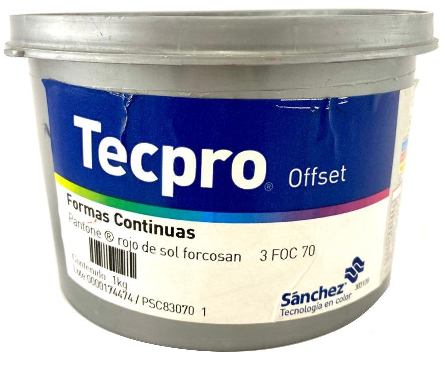 Tinta tono Pantone®formas Forcosan 1kg Rojo de Sol 3 FOC 70-1 Sanchez® PSC83070 1 Kilo 01