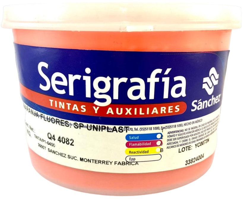 Tinta Serigrafía Uniplast Fluorescente 1kg Naranja Neón Q4 4082 Sanchez® PSQ44082 1 Kilo 01