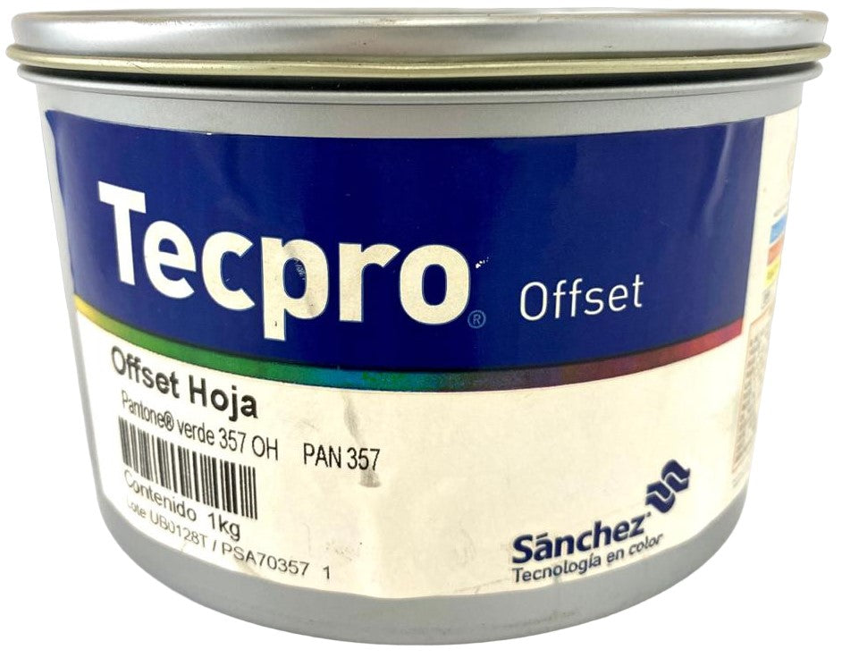 Tinta tono Pantone® Tecpro offset 1kg Verde 357 PAN 357-1 Sanchez® PSA70357 1 Kilo 01