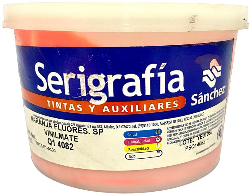 Tinta SerigrafíaVinilMate Fluorescente 1kg Naranja Neón Q1 4082 Sanchez® PSQ14082 1 Kilo 01