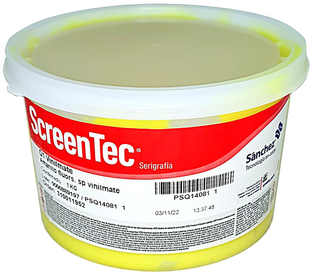Tinta SerigrafíaVinilMate Fluorescente 1kg Amarillo Neón Q1 4081 Sanchez® PSQ14081 1 Kilo 01
