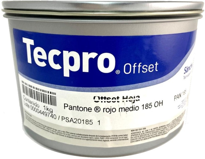 Tinta tono Pantone® Tecpro offset 1kg Rojo 185 PAN 185-1 Sanchez® PSA20185 1 Kilo 01