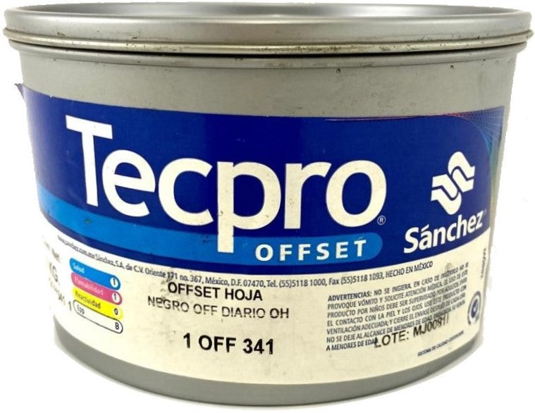 Tinta tono Pantone® Tecpro offset 1kg Negro Diario 1 OFF 341 Sanchez® Kilo 01