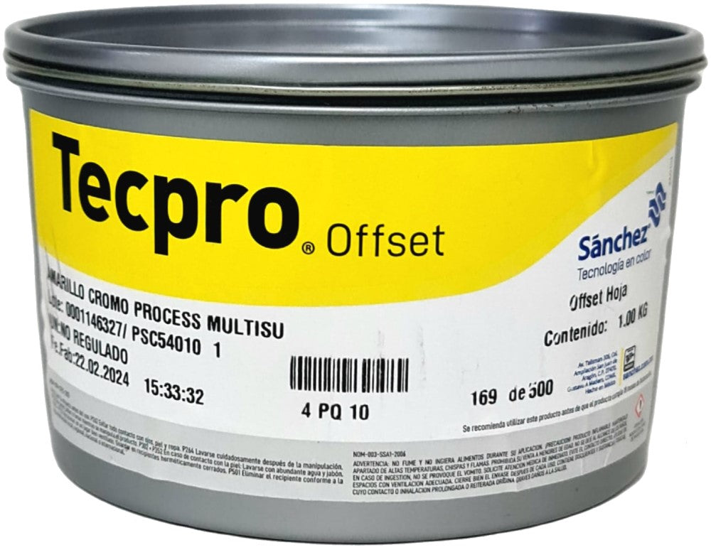 Tinta Process Selección Sustratos No Absorbentes 1kg Amarillo 4 PQ 10 Sanchez® PSC54010 1 Kilo 01