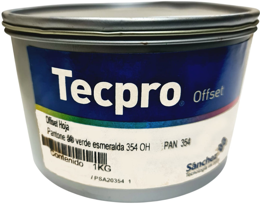 Tinta tono Pantone® Tecpro offset 1kg Verde Esmeralda PAN 354-1 Sanchez® PSA20354 1 Kilo 01