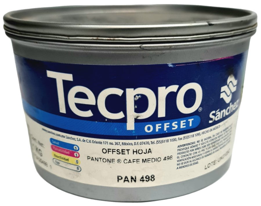 Tinta tono Pantone® Tecpro offset 1kg Café Medio PAN 498-1 Sanchez® Kilo 01
