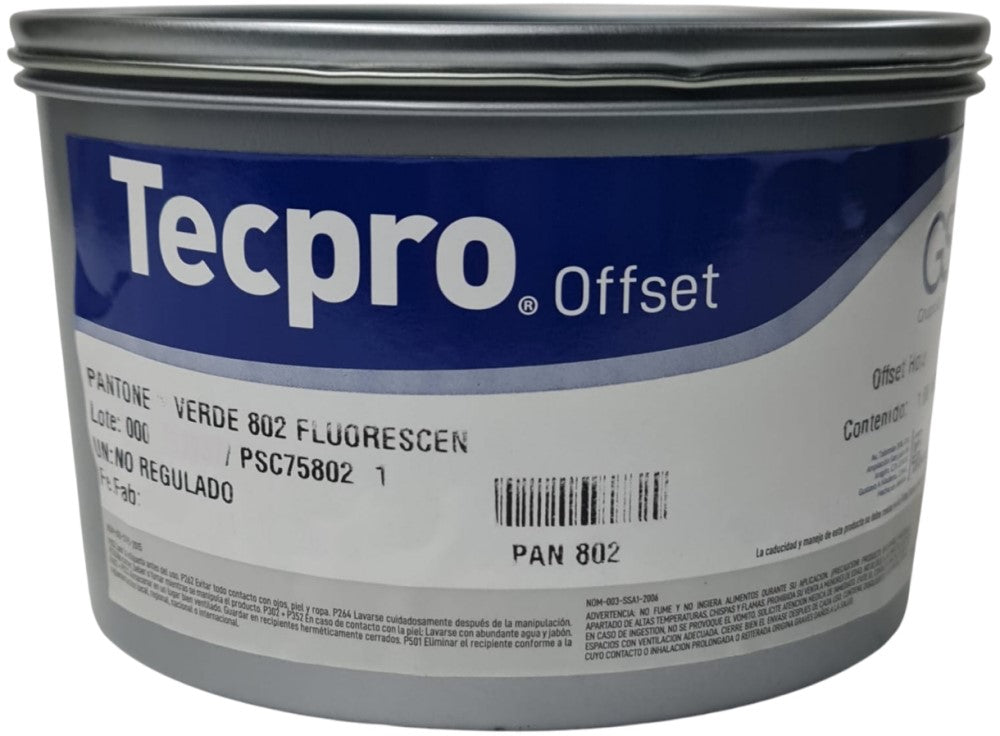 Tinta tono Pantone®fluore Fluorescente 1kg Verde Neón PAN 802 1 Sanchez® PSC75802 1 Kilo 01