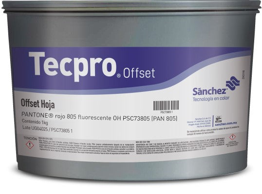 Tinta tono Pantone®fluore Fluorescente 1kg Rojo Neón PAN 805 1 Sanchez® PSC73805 1 Kilo 01