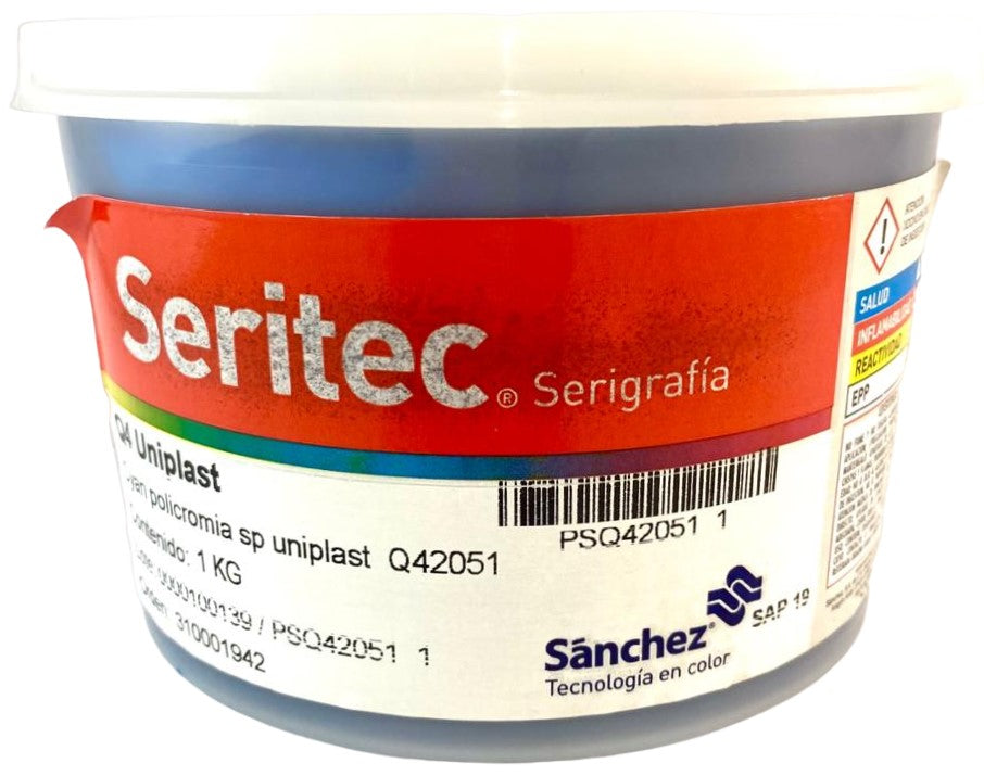 Tinta Serigrafía Uniplast 1kg Cyan Policromi Q4 2051 Sanchez® PSQ42051 1 Kilo 01