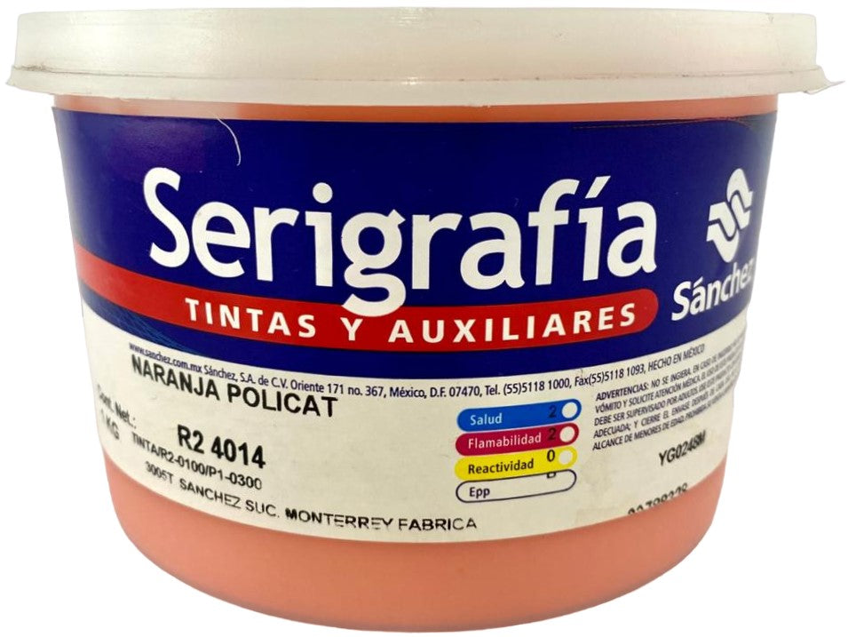 Tinta Serigrafía Policat 1kg Naranja R2 4014 Sanchez® PSR24014 1 Kilo 01