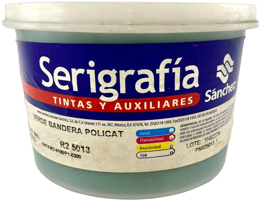 Tinta Serigrafía Policat 1kg Verde Bandera R2 5013 Sanchez® PSR25013 1 Kilo 01