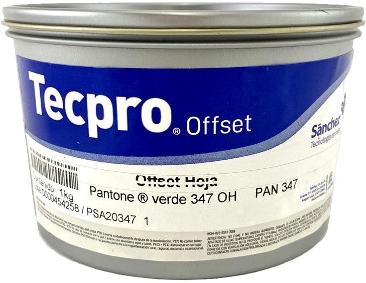 Tinta tono Pantone® Tecpro offset 1kg Verde 347 PAN 347-1 Sanchez® PSA20347 1 Kilo 01