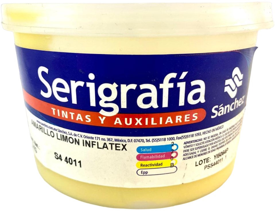 Tinta Serigrafía Inflatex 1kg Amarillo S4 4011 Sanchez® PSS44011 1 Kilo 01