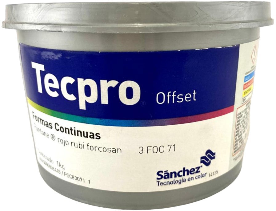 Tinta tono Pantone®formas Forcosan 1kg Rojo Rubí 3 FOC 71-1 Sanchez® PSC83071 1 Kilo 01